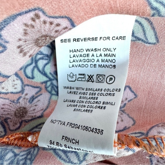 FRNCH Vera Top Gigliola Print Orange Floral Tie Italian Made Feminine Romantic S - Picture 14 of 14